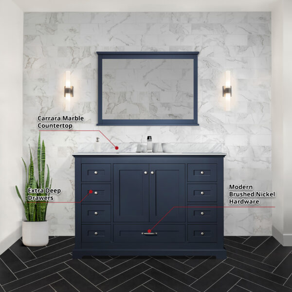 Dukes 48 in. W x 22 in. D Navy Blue Single Bath Vanity and 46 in. Mirror