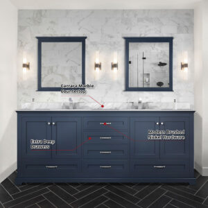 Dukes 80 in. W x 22 in. D Navy Blue Double Bath Vanity and 30 in. Mirrors