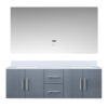 Geneva 60 in. W x 22 in. D Dark Grey Double Bath Vanity, Cultured Marble Top, and 60 in. LED Mirror