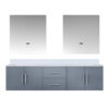 Geneva 72 in. W x 22 in. D Dark Grey Double Bath Vanity, Cultured Marble Top, and 30 in. LED Mirrors