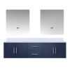 Geneva 72 in. W x 22 in. D Navy Blue Double Bath Vanity, Cultured Marble Top, and 30 in. LED Mirrors