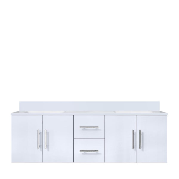 Geneva 60 in. W x 22 in. D Glossy White Double Bath Vanity and Cultured Marble Top