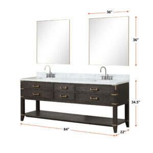 Norwalk 84W x 22D Brown Oak Double Bath Vanity and Carrara Marble Top