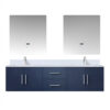 Geneva 72 in. W x 22 in. D Navy Blue Double Bath Vanity, Cultured Marble Top, Faucet Set, and 30 in. LED Mirrors