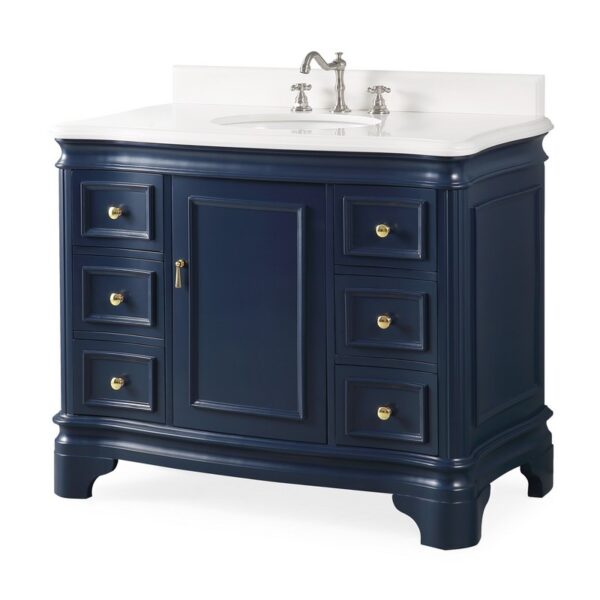 Chans Furniture 1044NB-QT 42 Inches Benton Collection Sesto Bathroom Vanity In Navy Blue