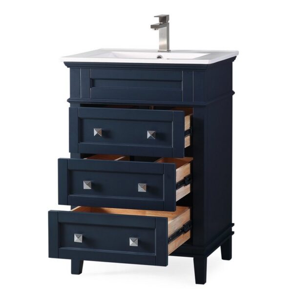 Chans Furniture ZK-1810-Z24NB 24 Inch Tennant Brand Felix Modern Navy Blue Sink Bathroom Vanity