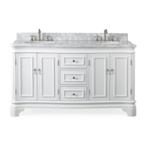 Chans Furniture 2077W-RA 60 Inches Benton Collection Double Sink Sesto Bathroom Vanity In White