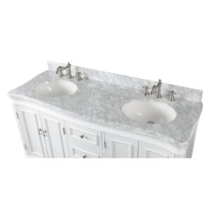 Chans Furniture 2077W-RA 60 Inches Benton Collection Double Sink Sesto Bathroom Vanity In White