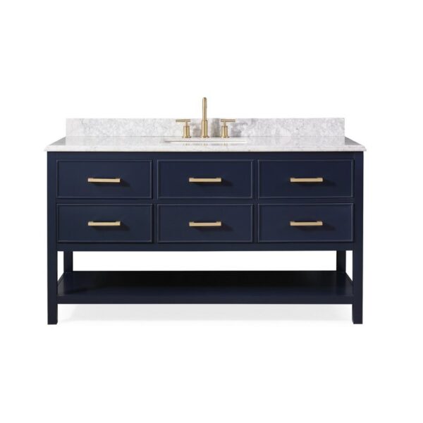 Chans Furniture ZK-2822-S60NB 60 Inches Tennant Brand Italian Carrara Color Finish Single Sink Vanity In Navy Blue