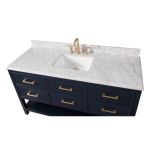 Chans Furniture ZK-2822-S60NB 60 Inches Tennant Brand Italian Carrara Color Finish Single Sink Vanity In Navy Blue