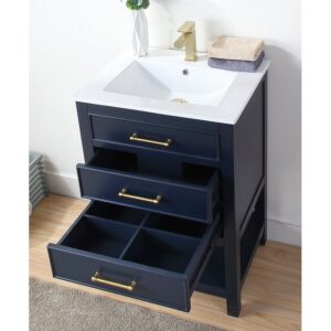 Chans Furniture 2822-V24NB 24 Inches Tennant Brand Aruzza Small Slim Narrow Bathroom Vanity In Navy Blue