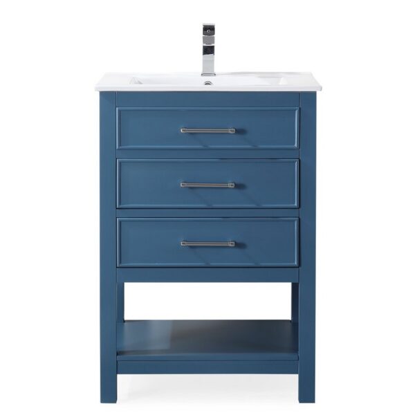 Chans Furniture 2822-V24TB 24 Inches Tennant Brand Aruzza Small Slim Narrow Teal Bathroom Vanity In Blue