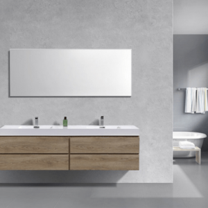 Kubebath BSL80D-BTN Bliss 80 Inch Double  Sink Butternut Wall Mount Modern Bathroom Vanity