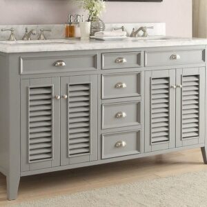 Chans Furniture GD-3028CK60S 60 Inch Shutter Blinds Kalani Double Sink Bathroom Sink Vanity