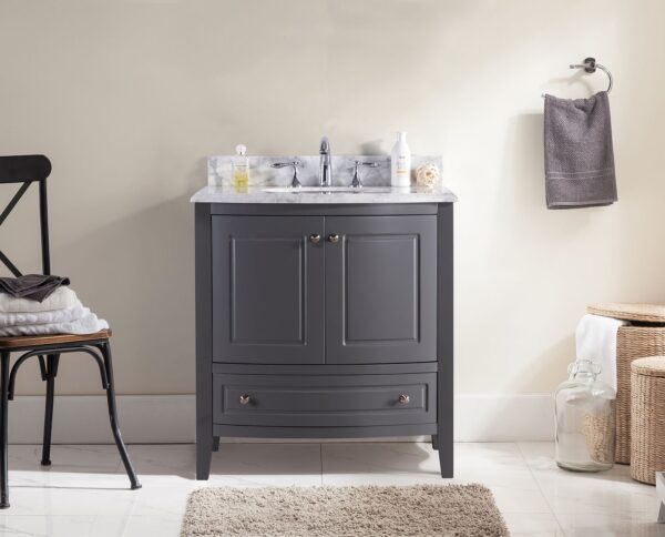 Laviva Estella 32" Grey Bathroom Vanity with White Carrara Marble Countertop