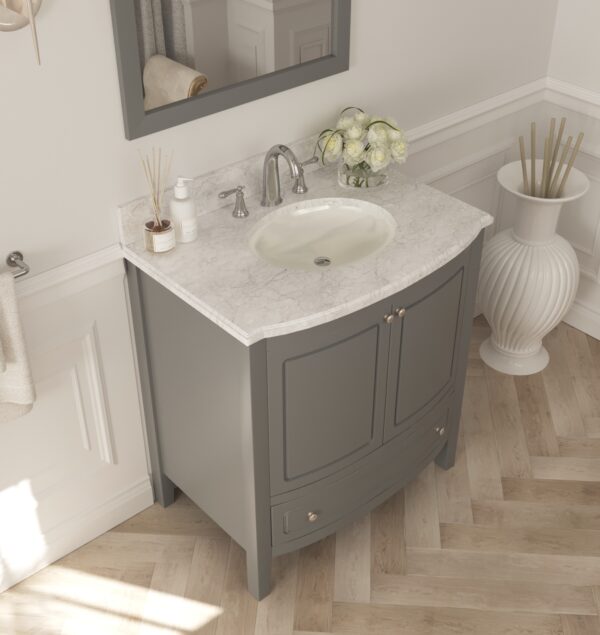 Laviva Estella 32" Grey Bathroom Vanity with White Carrara Marble Countertop