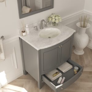 Laviva Estella 32" Grey Bathroom Vanity with White Carrara Marble Countertop