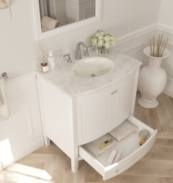 Laviva Estella 32" White Bathroom Vanity with White Carrara Marble Countertop