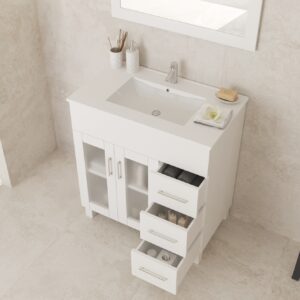 Laviva Nova 32" White Bathroom Vanity with White Ceramic Basin Countertop