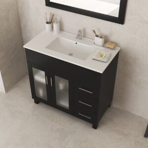 Laviva Nova 36" Espresso Bathroom Vanity with White Ceramic Basin Countertop