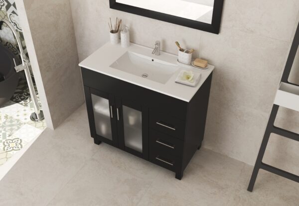 Laviva Nova 36" Espresso Bathroom Vanity with White Ceramic Basin Countertop