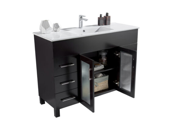 Laviva Nova 48" Espresso Bathroom Vanity with White Ceramic Basin Countertop