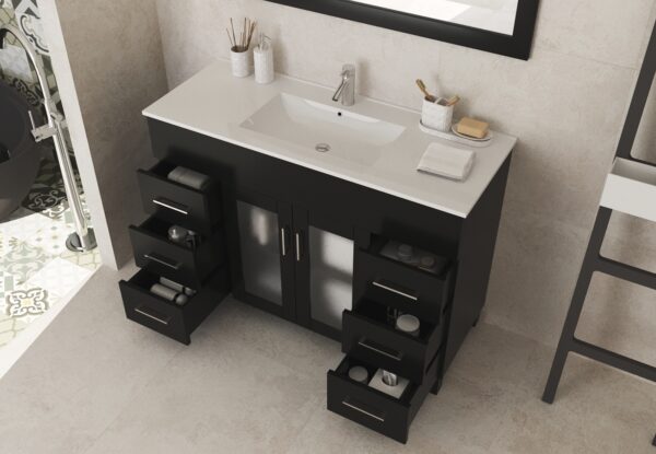 Laviva Nova 48" Espresso Bathroom Vanity with White Ceramic Basin Countertop