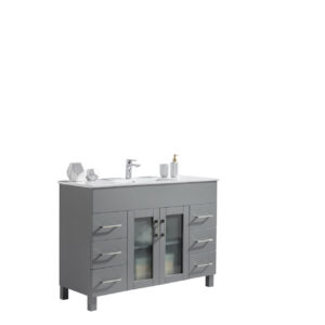 Laviva Nova 48" Grey Bathroom Vanity with White Ceramic Basin Countertop