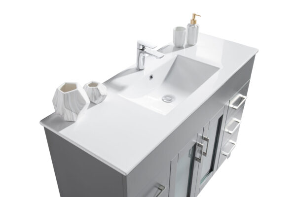 Laviva Nova 48" Grey Bathroom Vanity with White Ceramic Basin Countertop