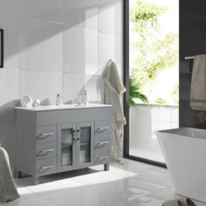 Laviva Nova 48" Grey Bathroom Vanity with White Ceramic Basin Countertop