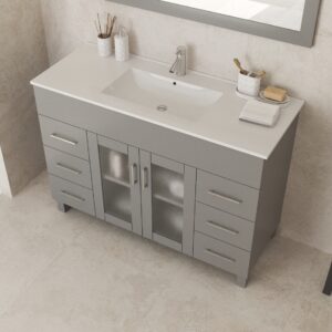 Laviva Nova 48" Grey Bathroom Vanity with White Ceramic Basin Countertop