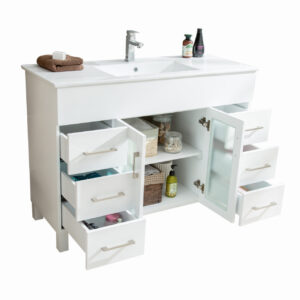 Laviva Nova 48" White Bathroom Vanity with White Ceramic Basin Countertop