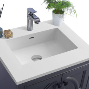 Laviva Odyssey 24" Maple Grey Bathroom Vanity with Matte White VIVA Stone Solid Surface Countertop