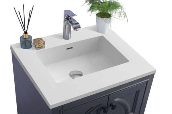 Laviva Odyssey 24" Maple Grey Bathroom Vanity with Matte White VIVA Stone Solid Surface Countertop