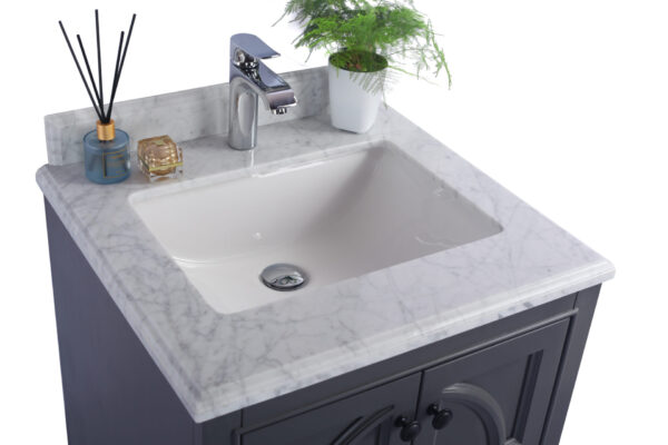 Laviva Odyssey 24" Maple Grey Bathroom Vanity with White Carrara Marble Countertop