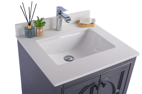 Laviva Odyssey 24" Maple Grey Bathroom Vanity with White Quartz Countertop