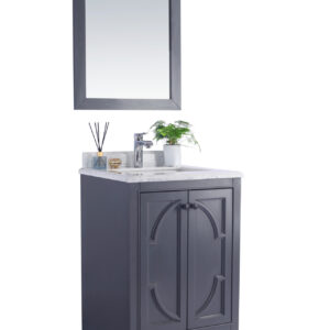 Laviva Odyssey 24" Maple Grey Bathroom Vanity with White Stripes Marble Countertop