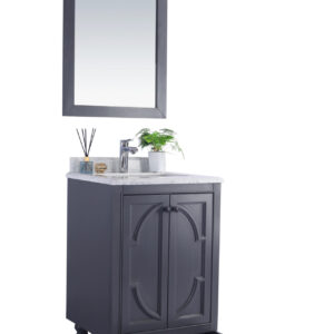 Laviva Odyssey 24" Maple Grey Bathroom Vanity with White Stripes Marble Countertop