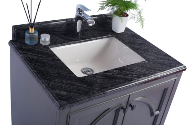 Laviva Odyssey 30" Maple Grey Bathroom Vanity with Black Wood Marble Countertop