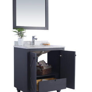 Laviva Odyssey 30" Maple Grey Bathroom Vanity with Matte White VIVA Stone Solid Surface Countertop