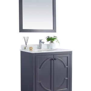 Laviva Odyssey 30" Maple Grey Bathroom Vanity with Pure White Phoenix Stone Countertop