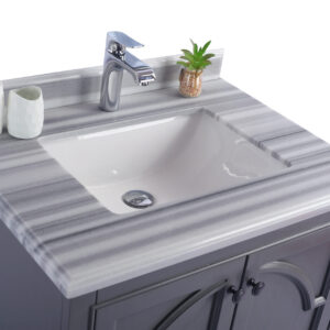 Laviva Odyssey 30" Maple Grey Bathroom Vanity with White Stripes Marble Countertop