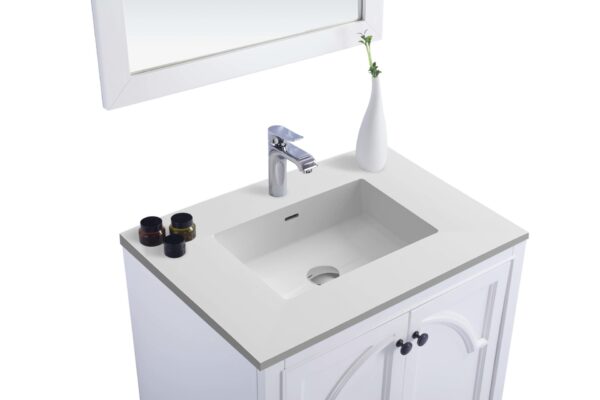 Laviva Odyssey 30" White Bathroom Vanity with Matte White VIVA Stone Solid Surface Countertop