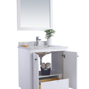 Laviva Odyssey 30" White Bathroom Vanity with Matte White VIVA Stone Solid Surface Countertop