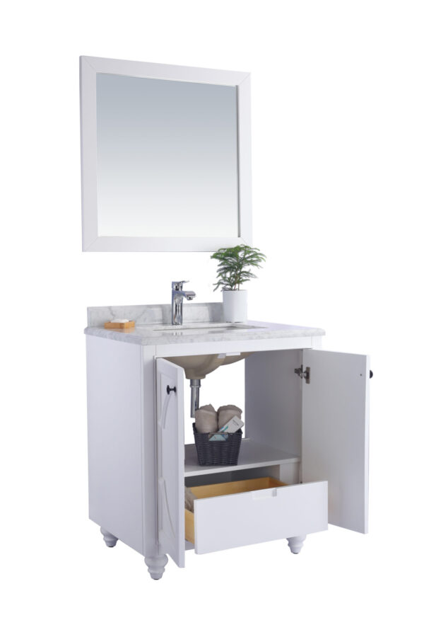 Laviva Odyssey 30" White Bathroom Vanity with Matte White VIVA Stone Solid Surface Countertop