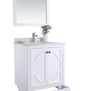 Laviva Odyssey 30" White Bathroom Vanity with Matte White VIVA Stone Solid Surface Countertop