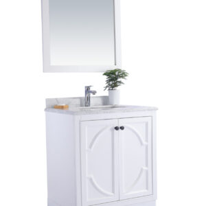 Laviva Odyssey 30" White Bathroom Vanity with White Stripes Marble Countertop