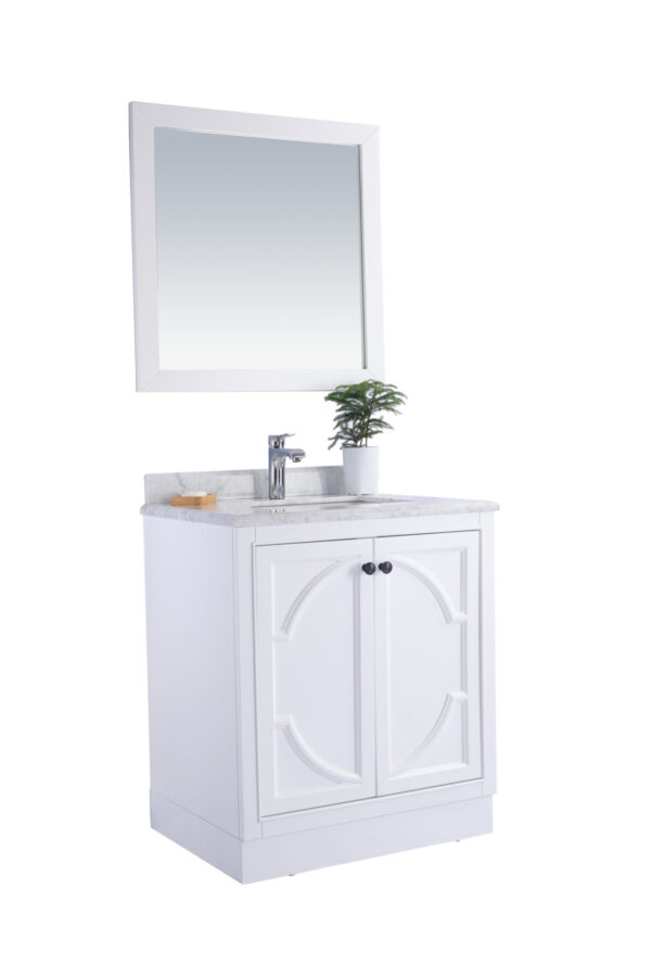 Laviva Odyssey 30" White Bathroom Vanity with White Stripes Marble Countertop