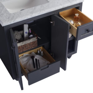 Laviva Odyssey 36" Maple Grey Bathroom Vanity with Matte White VIVA Stone Solid Surface Countertop