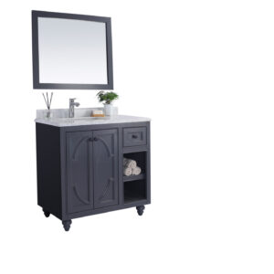 Laviva Odyssey 36" Maple Grey Bathroom Vanity with White Carrara Marble Countertop